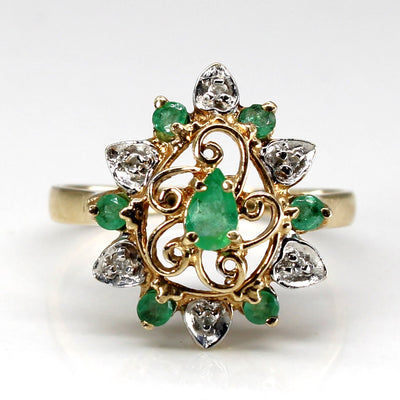 Emerald & Diamond Cocktail Ring | 0.28ctw | 0.012ctw | SZ 8 |