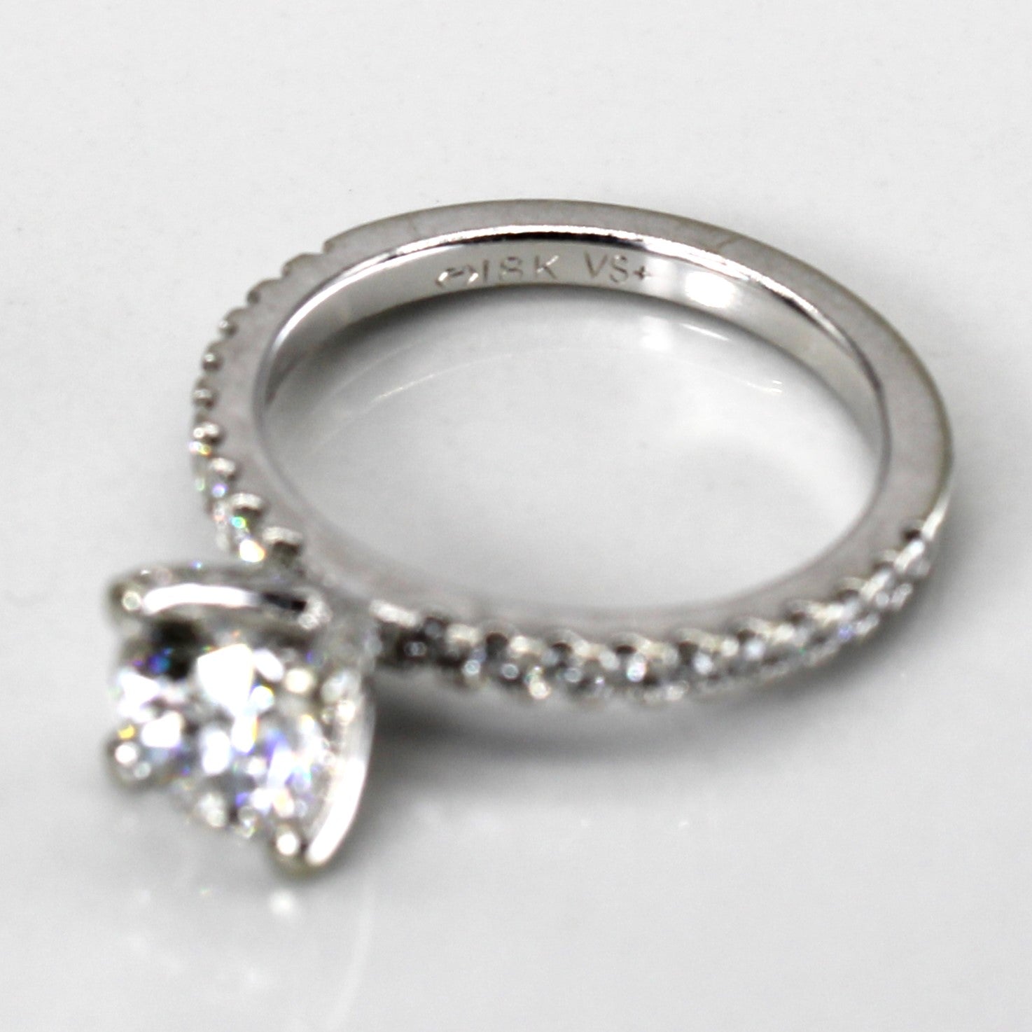 GIA Certified Solitaire with Accents Diamond Engagement Ring | 1.01ctw VS2 G | SZ 4 |