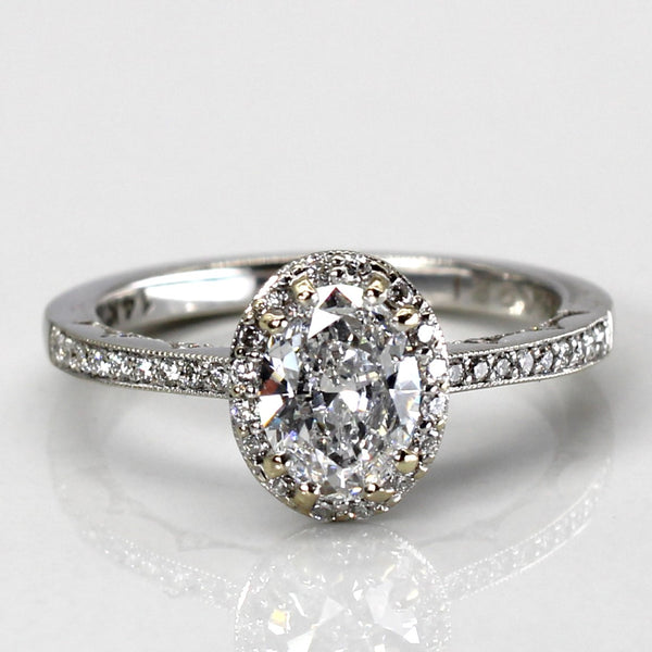 Tacori Oval Diamond Halo Engagement Ring | 1.03ctw SI1 D | SZ 6.5 |