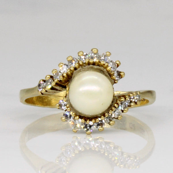 Pearl & Diamond Cocktail Ring | 0.24ctw | SZ 8.25 |