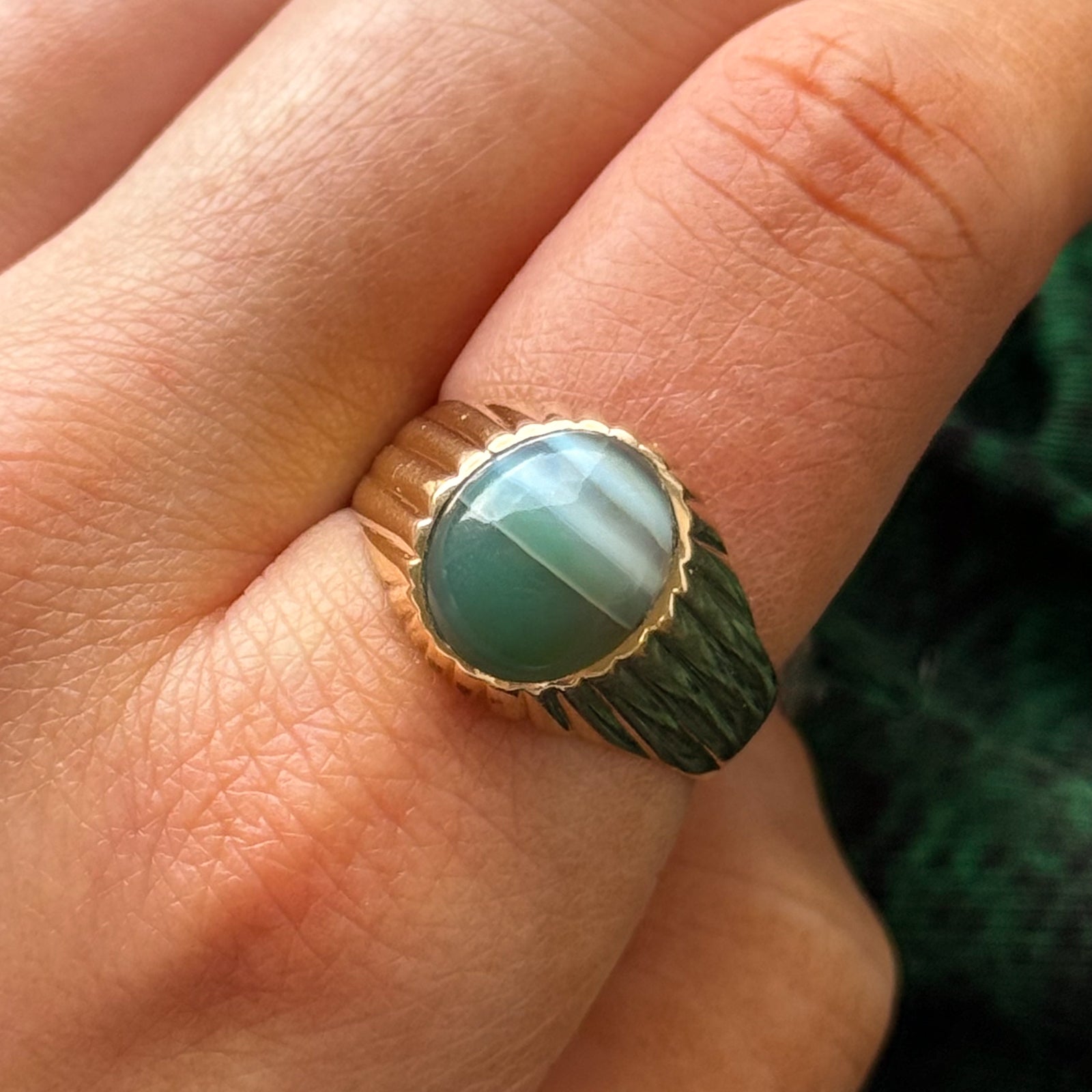 Banded Agate Cocktail Ring | 3.30ct | SZ 9.75 |