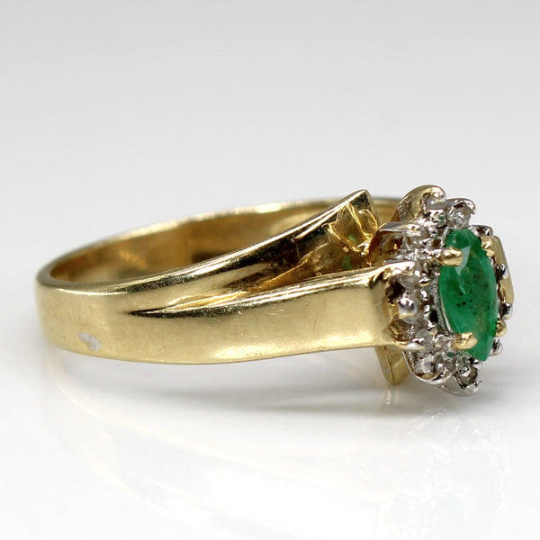 Emerald & Diamond Cocktail Ring | 0.12ct | 0.02ctw | SZ 6.75 |