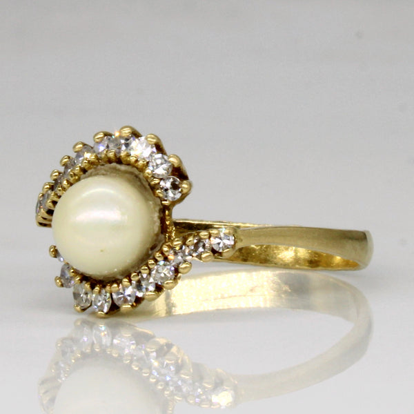 Pearl & Diamond Cocktail Ring | 0.24ctw | SZ 8.25 |