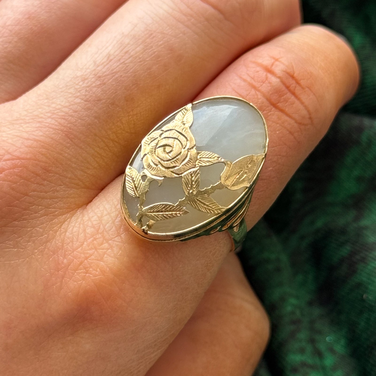 Jadeite Flower Cocktail Ring | 20.00ct | SZ 8.75 |