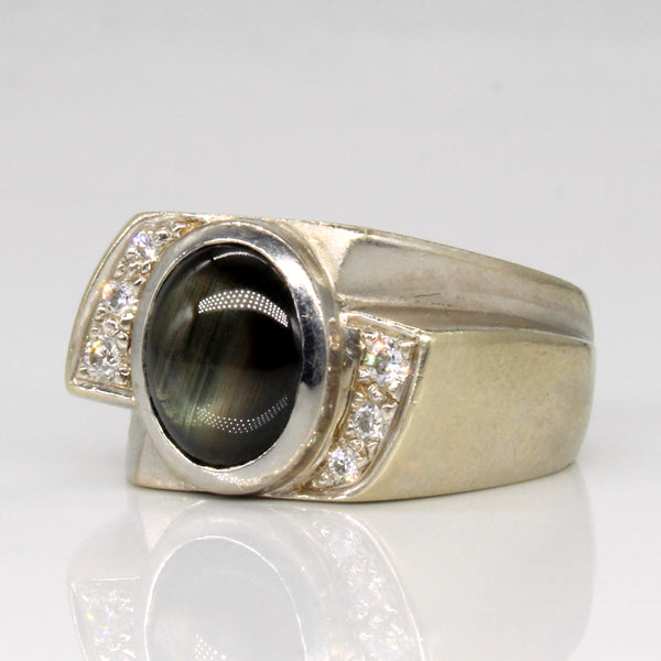 Black Star Sapphire & Diamond Ring | 2.00ct, 0.10ctw | SZ 6.5 |