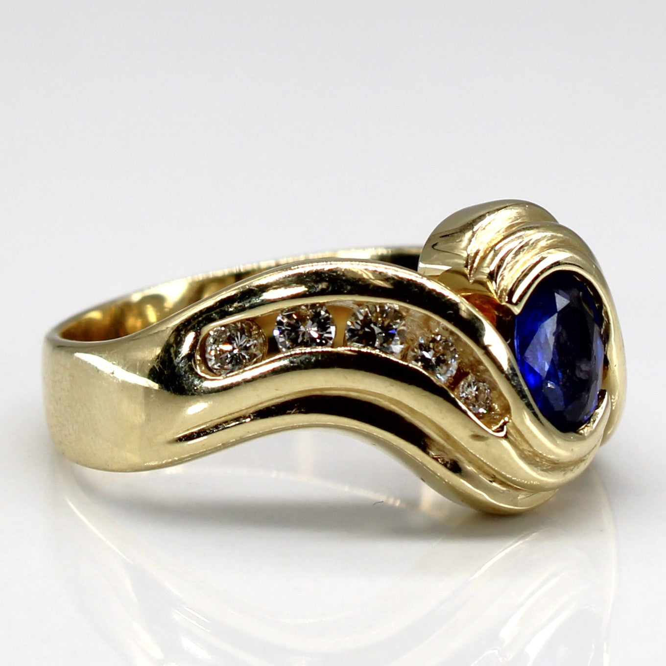 Bypass Synthetic Sapphire & Diamond Ring | 0.60ct | 0.28ctw | SZ 8.5 |