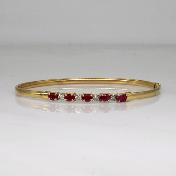 Ruby & Diamond Bracelet | 1.10ctw, 0.02ctw | 7.5