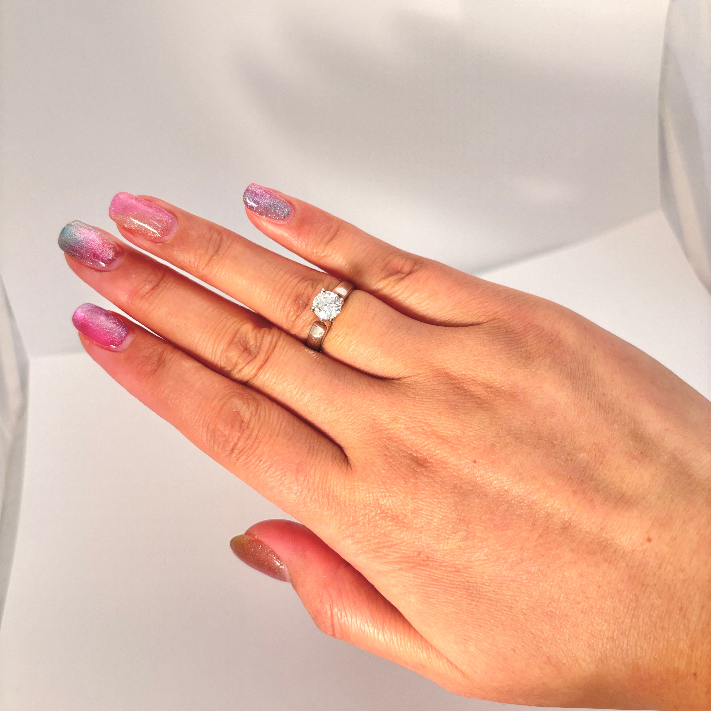 14K White Gold Hand Assembled 4-Prong Diamond Ring | 0.98 ct | SZ  5.75 |