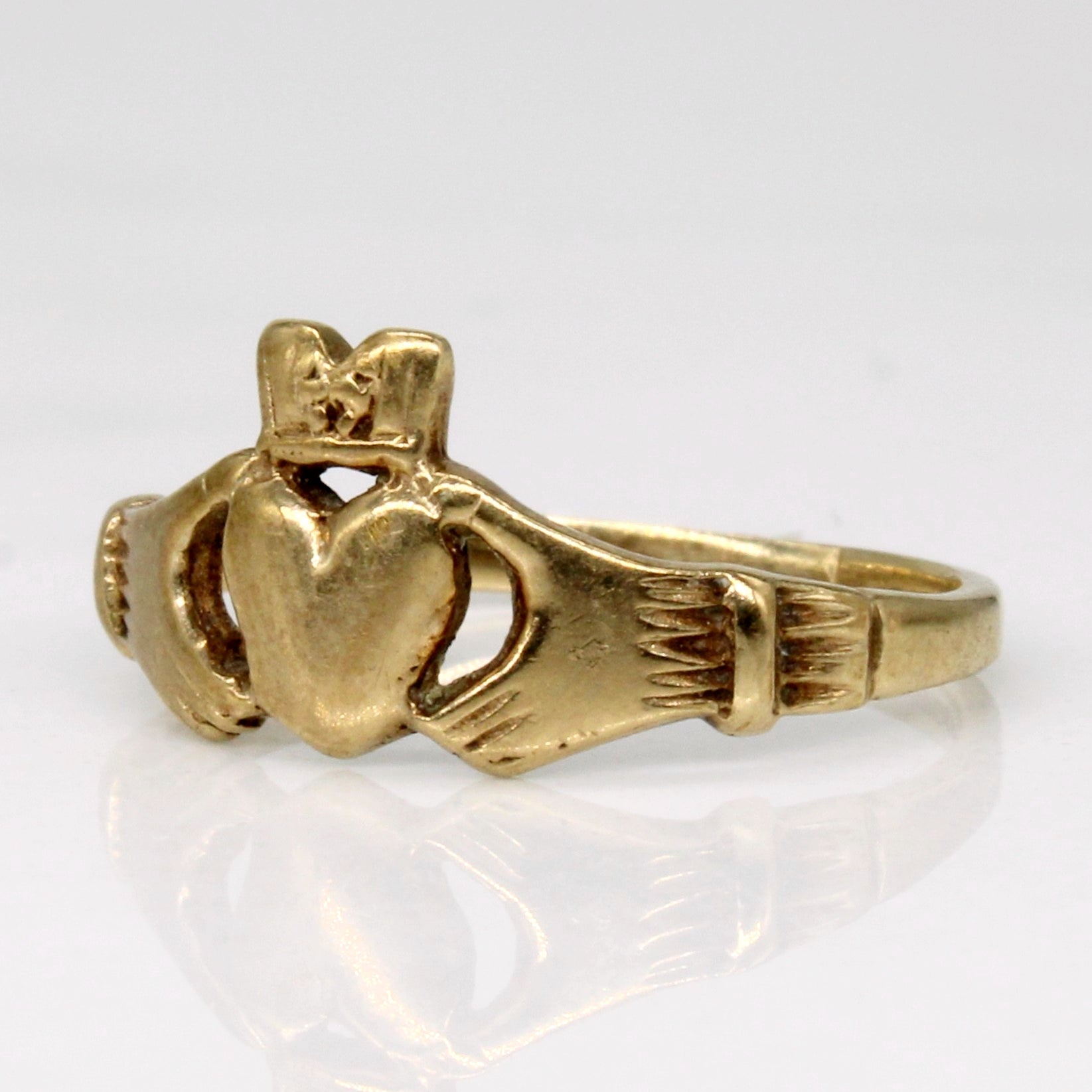 1988 Hallmarked 9k Yellow Gold Claddagh Ring | SZ 3.5 |