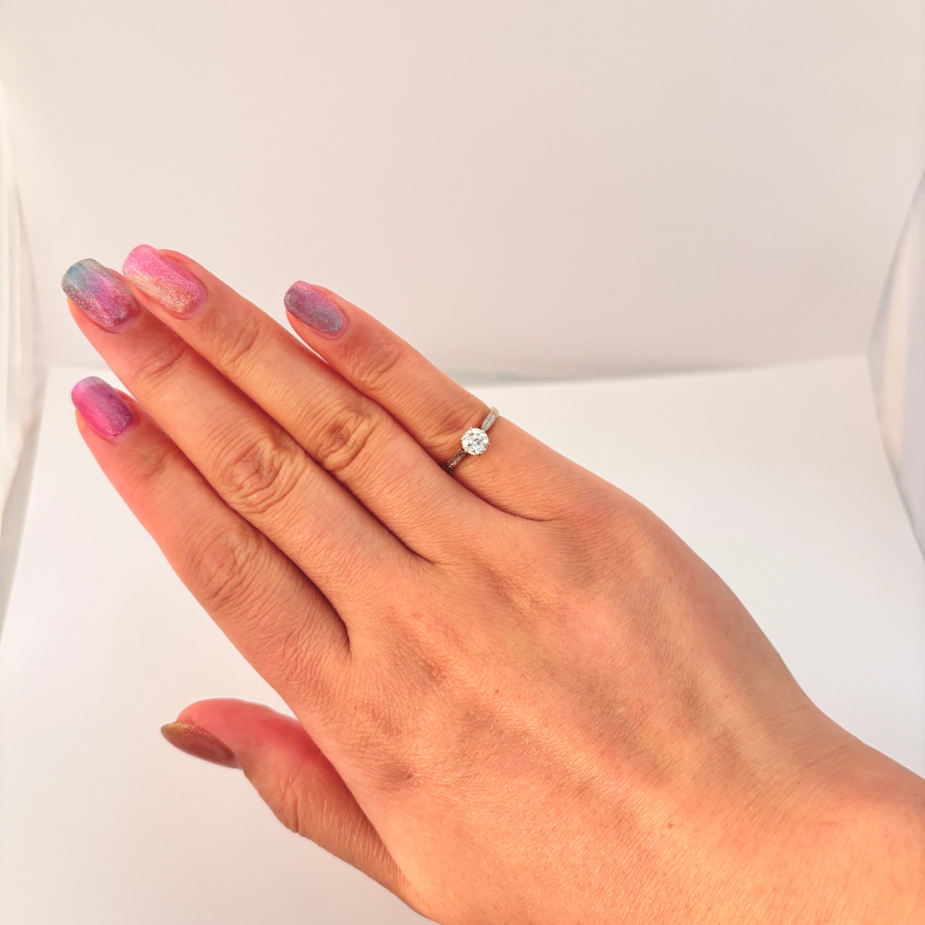 Bague Art Déco en or jaune et blanc 18 carats avec diamant ancien européen | 0,38 ct | Taille S | 