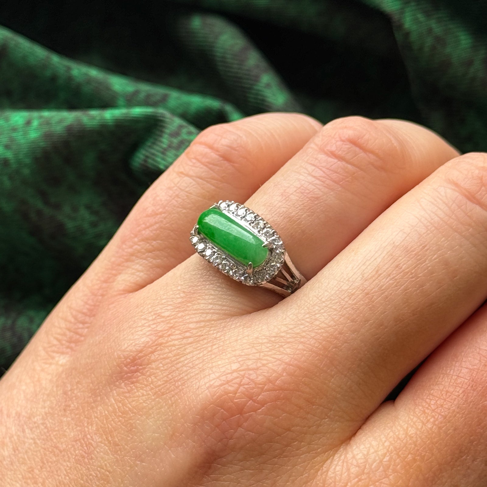 Jadeite & Diamond Ring | 1.20ct, 0.28ctw | SZ 6 |