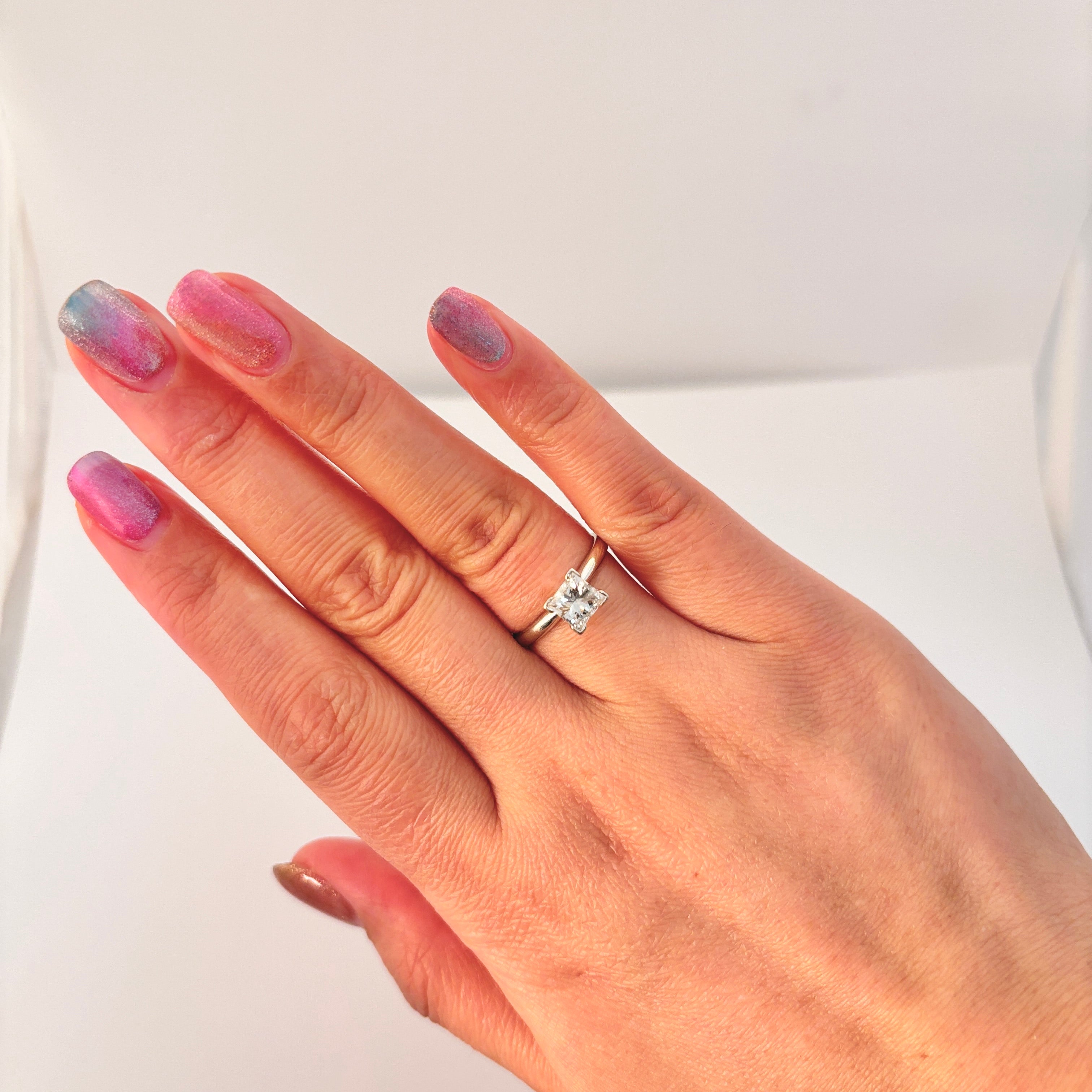 14K White Gold Princess Cut Solitaire Diamond Ring | 1.15 ct | SZ 7 |