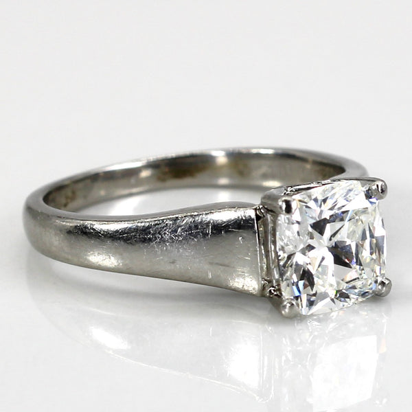 Solitaire Cushion Diamond Platinum Ring | 1.55ct VVS2 I | SZ 7 |