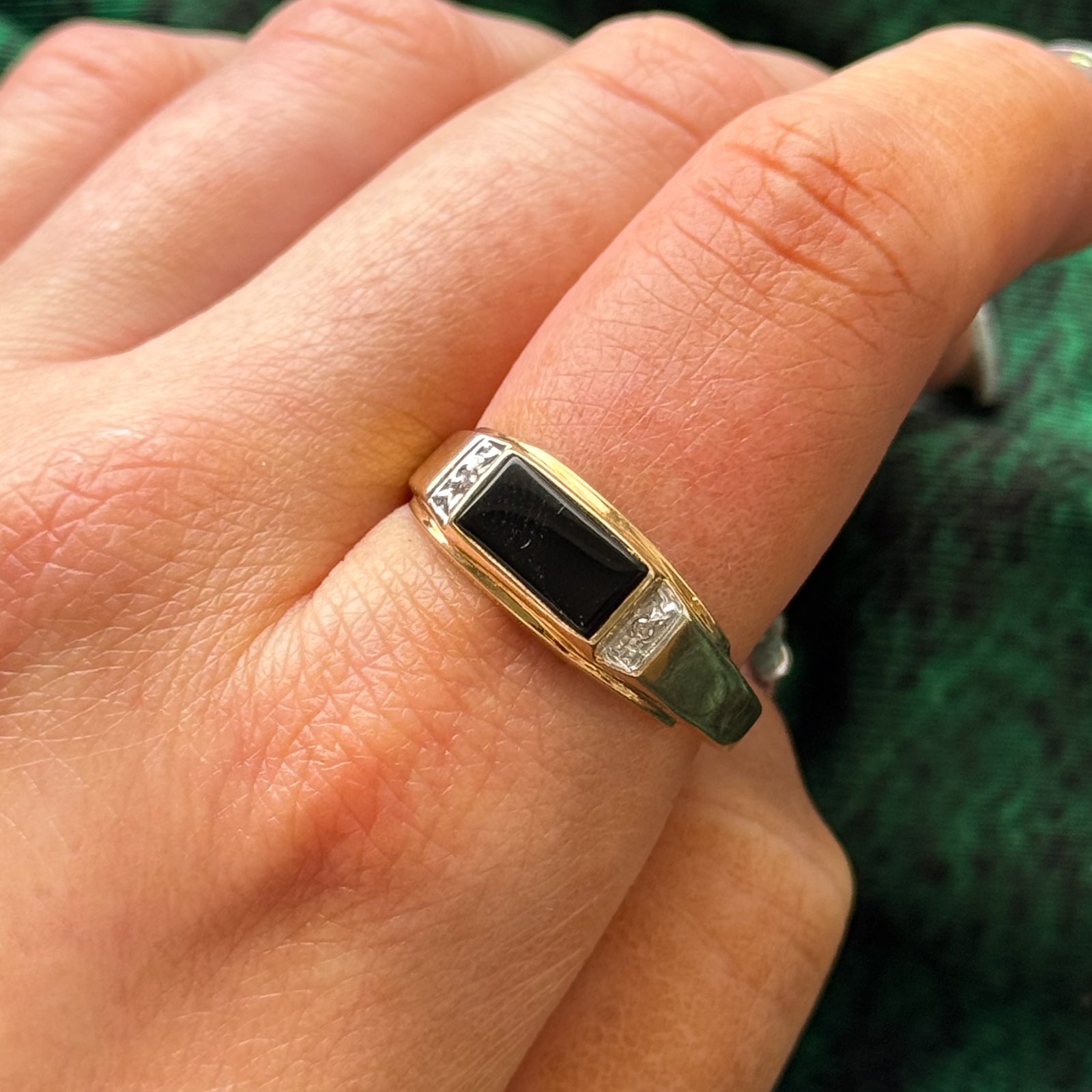 Onyx & Diamond Ring | 0.72ct, 0.01ctw | SZ 11.75 |