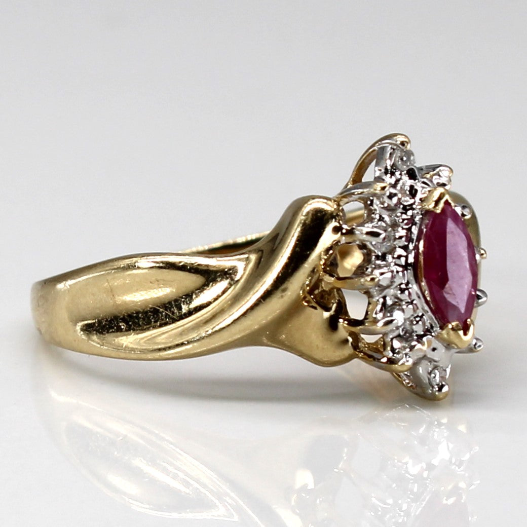 Ruby & Diamond Cocktail Ring | 0.22ct | 0.03ctw | SZ 6.75 |