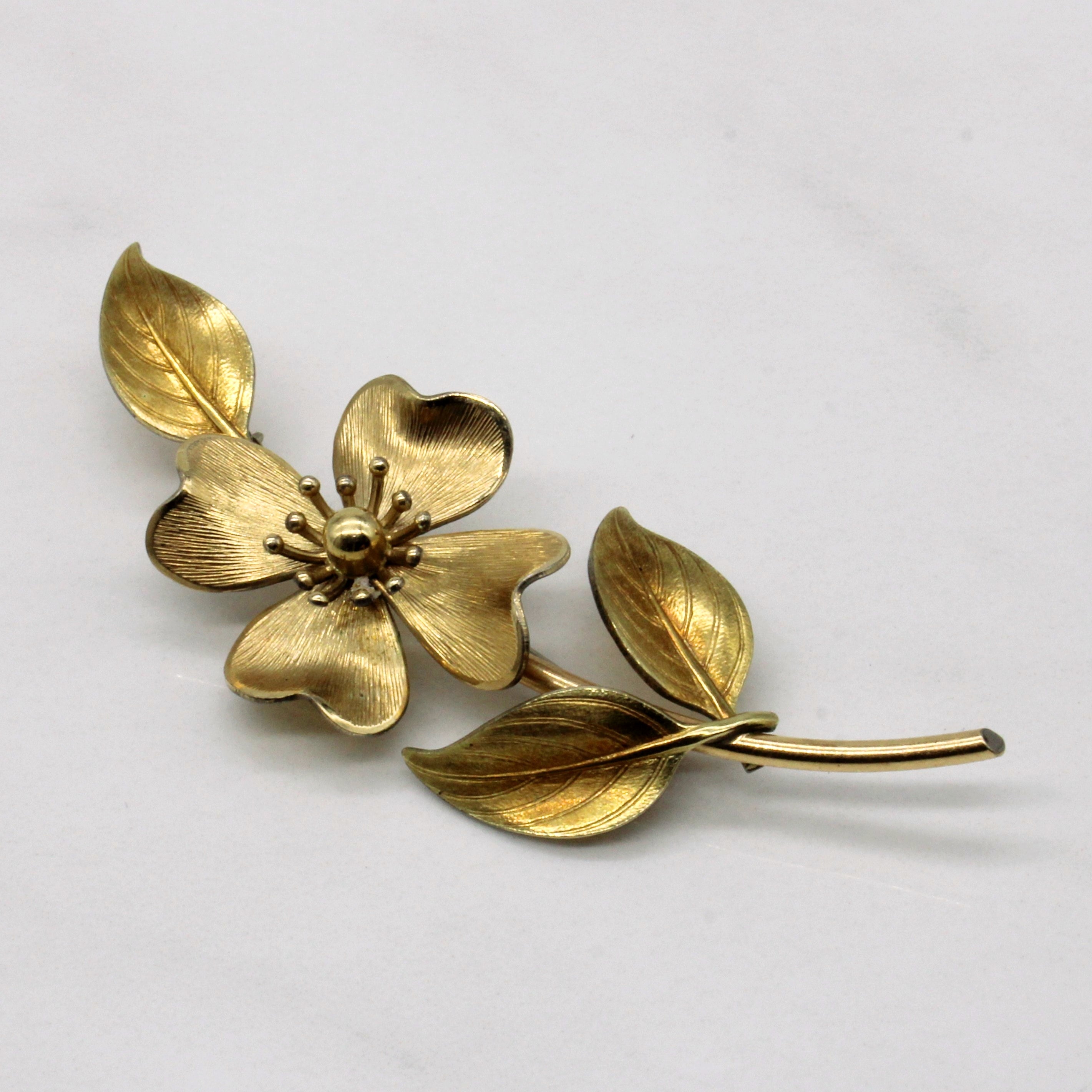 10k Yellow Gold Flower Brooch