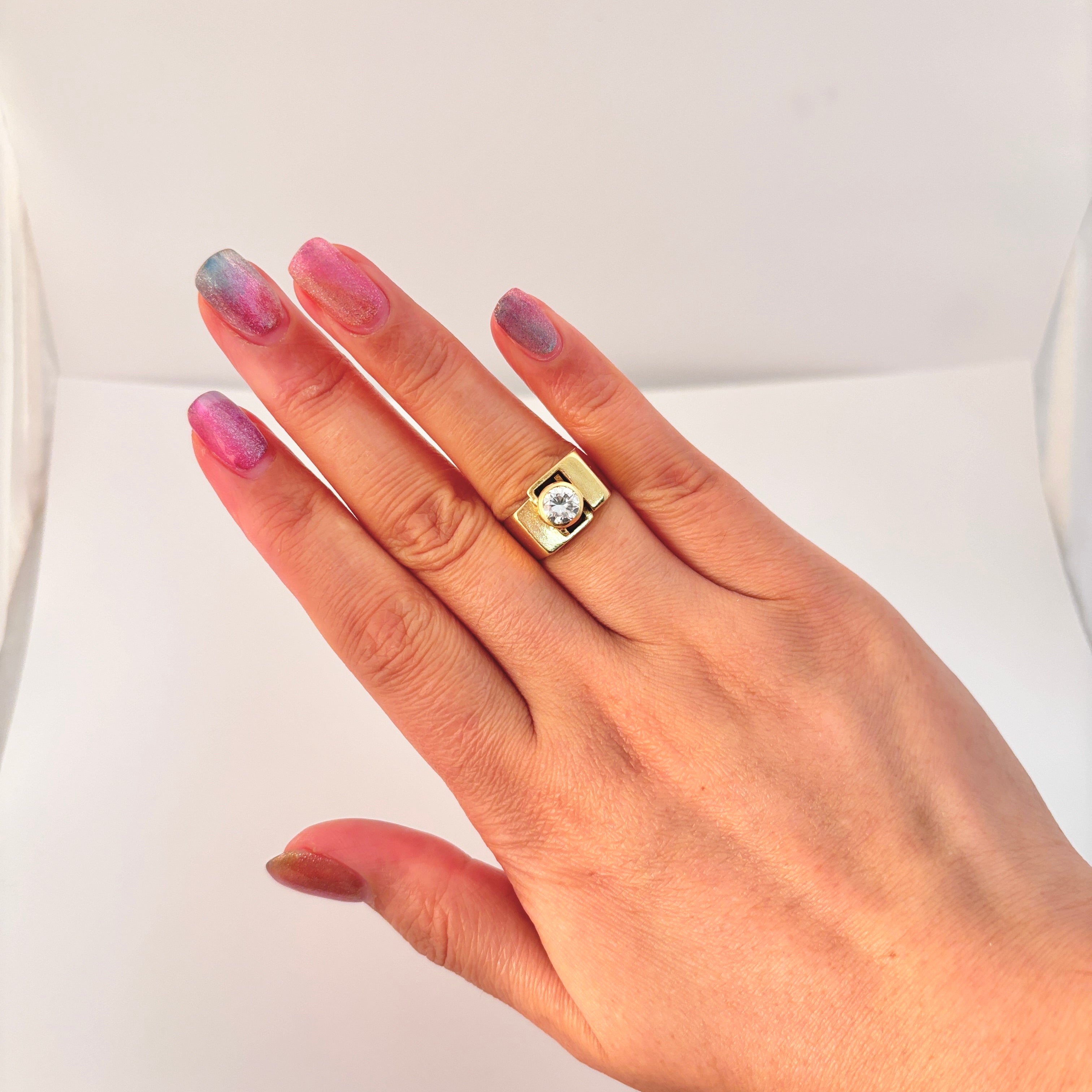 Abstract 18K Yellow Gold Diamond Ring | 0.85 ct | SZ 6 |