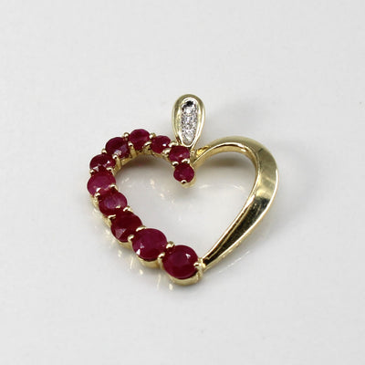 Ruby & Diamond Heart Pendant | 0.36ctw | 0.015ctw |