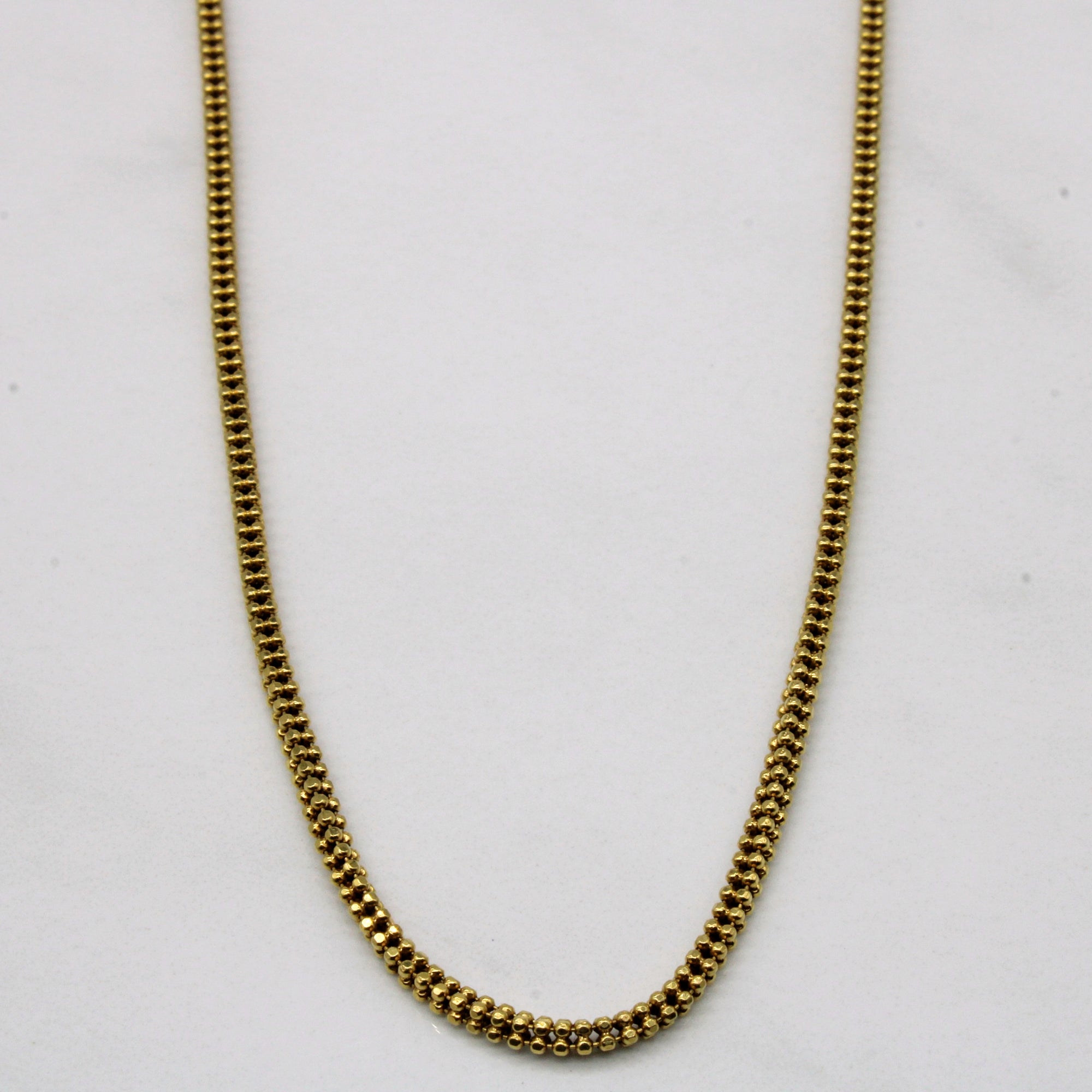 18k Yellow Gold Bead Chain Necklace | 19