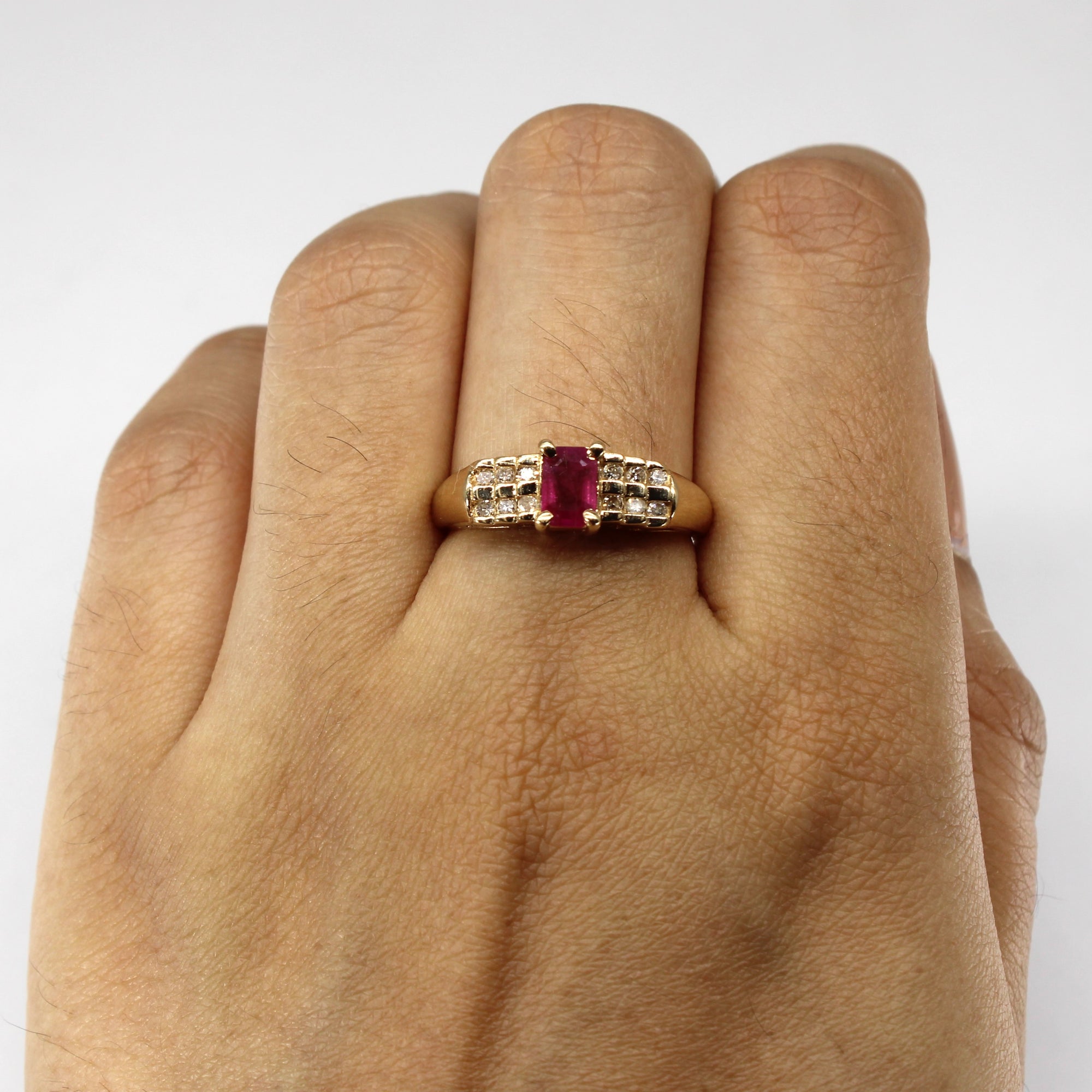 Synthetic Ruby & Diamond Ring | 0.88ct | 0.06ctw | SZ 7.75 |