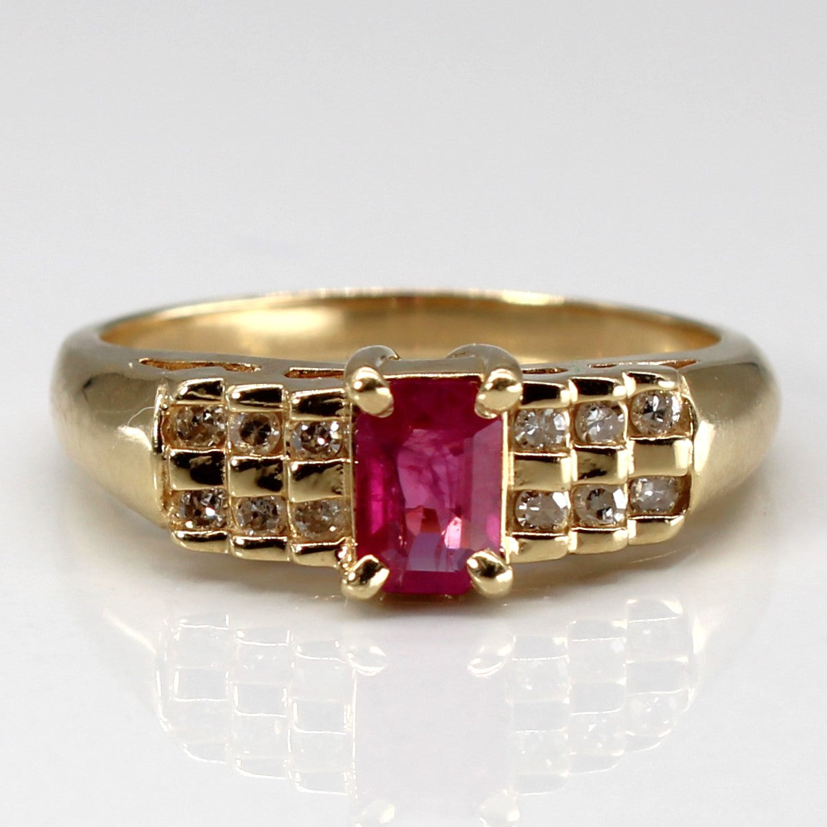 Synthetic Ruby & Diamond Ring | 0.88ct | 0.06ctw | SZ 7.75 |