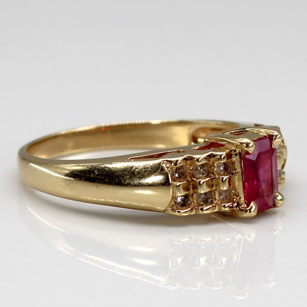 Synthetic Ruby & Diamond Ring | 0.88ct | 0.06ctw | SZ 7.75 |