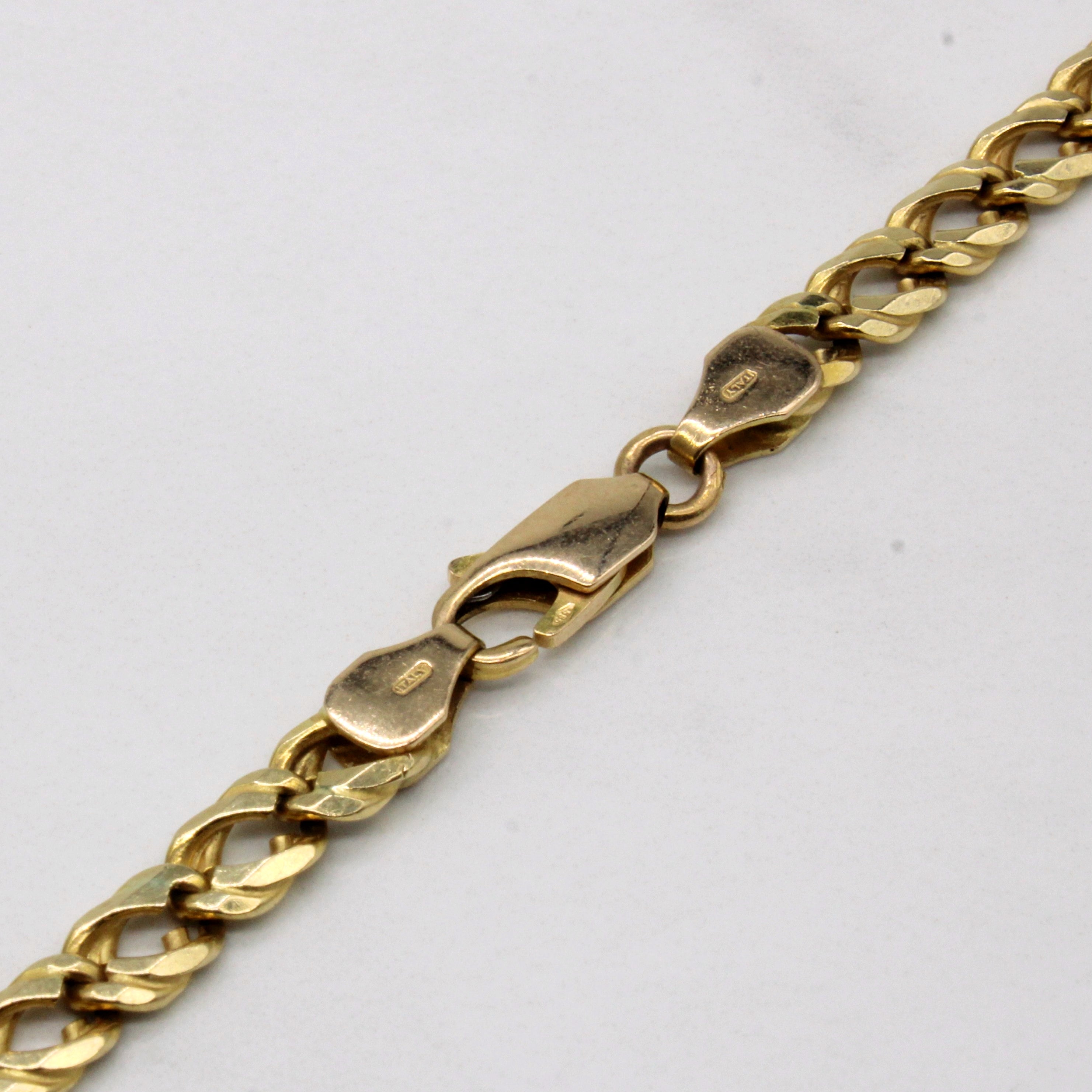 Chaîne à maillons gourmette en or jaune 14 carats | 20 pouces | 