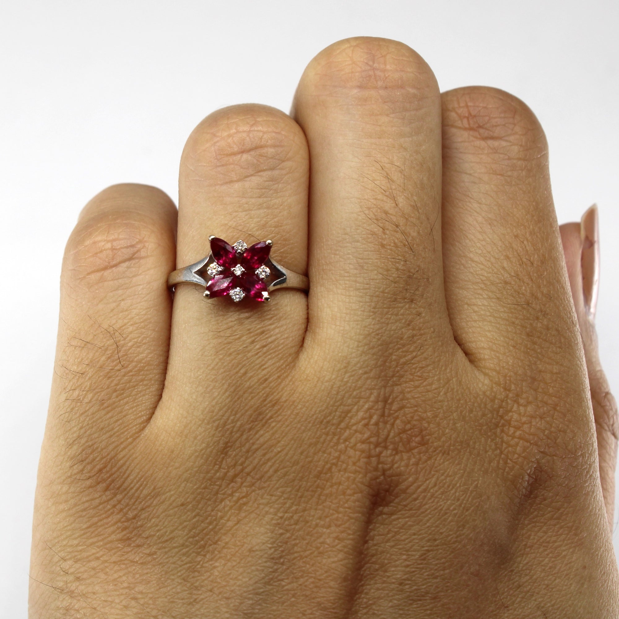 Cluster Set Ruby & Diamond Ring | 0.87ctw | 0.06ctw | SZ 5.5 |