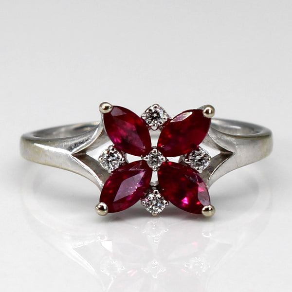 Cluster Set Ruby & Diamond Ring | 0.87ctw | 0.06ctw | SZ 5.5 |