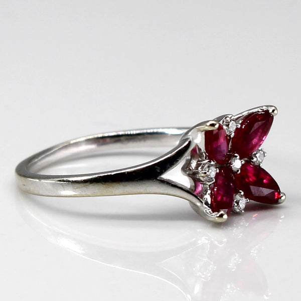 Cluster Set Ruby & Diamond Ring | 0.87ctw | 0.06ctw | SZ 5.5 |