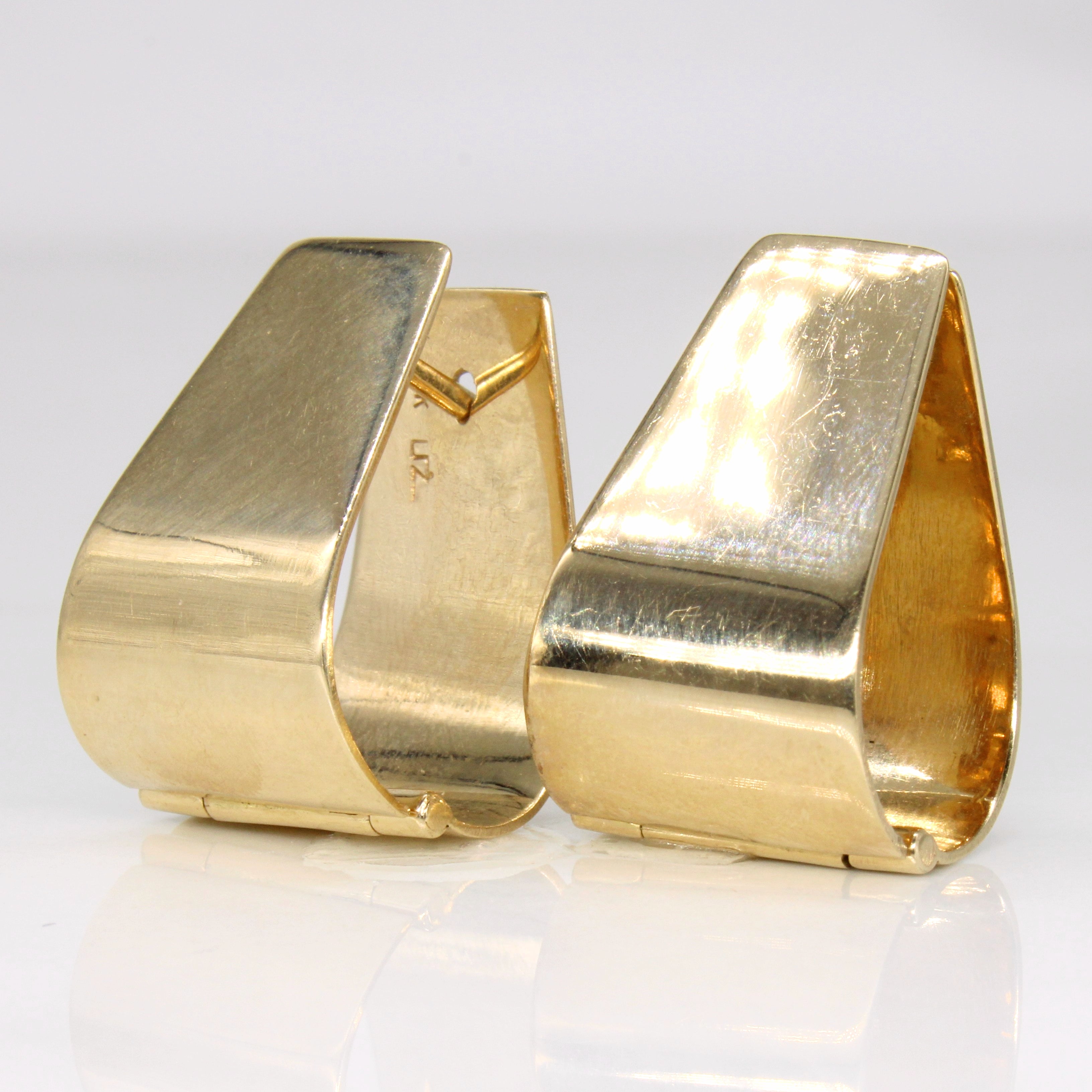 14k Yellow Gold Soft Triangle Hoop Earrings