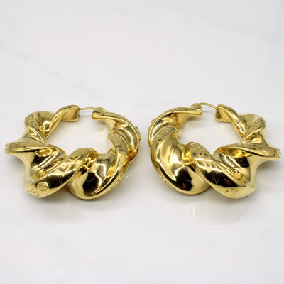Italian 18k Yellow Gold Twisted Hoop Earrings