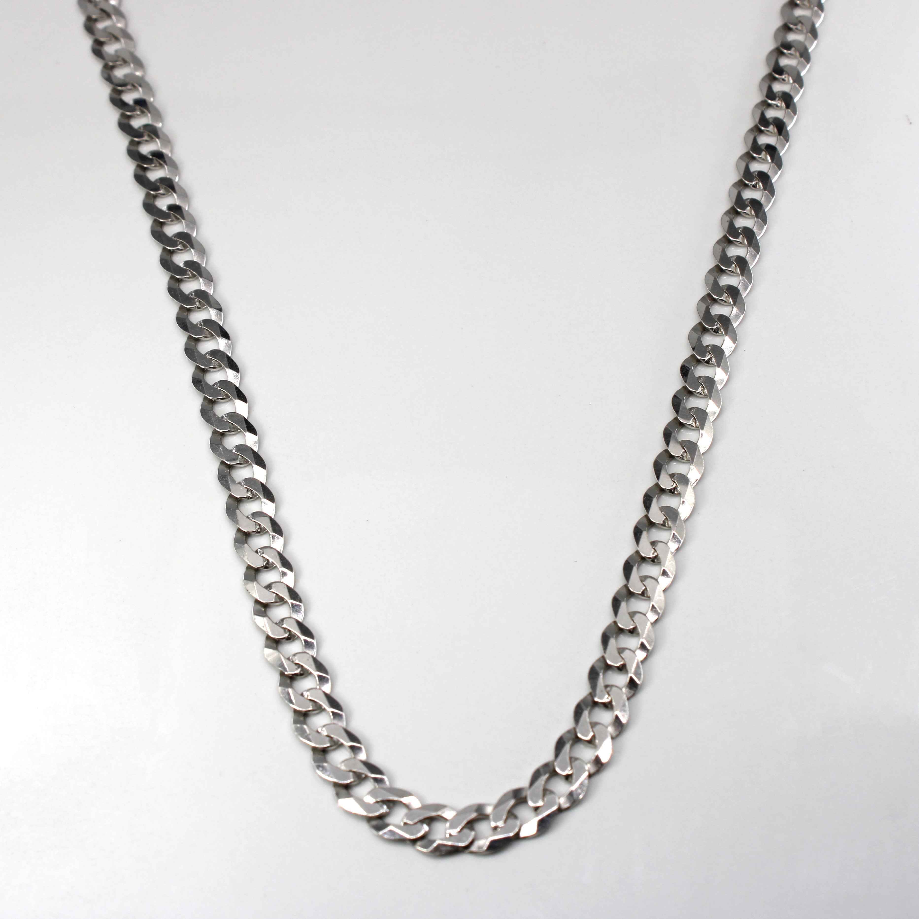 White Gold Curb Link Chain | 22"|