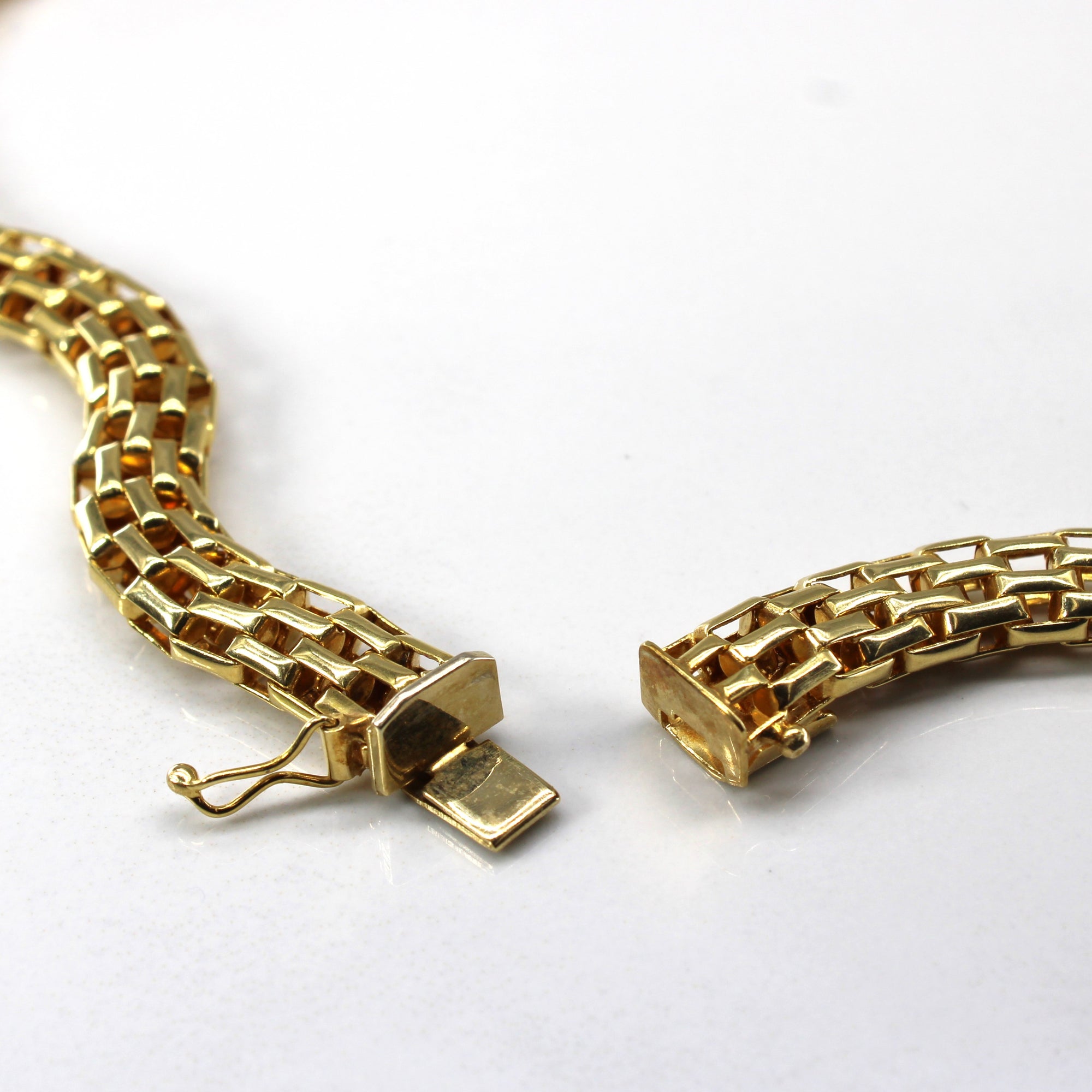 Textured Lion Face Interlocking Gold Chain | 17