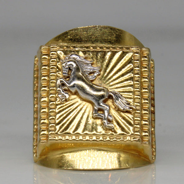 18k Two Tone Gold Horse Ring | SZ 9.75 |