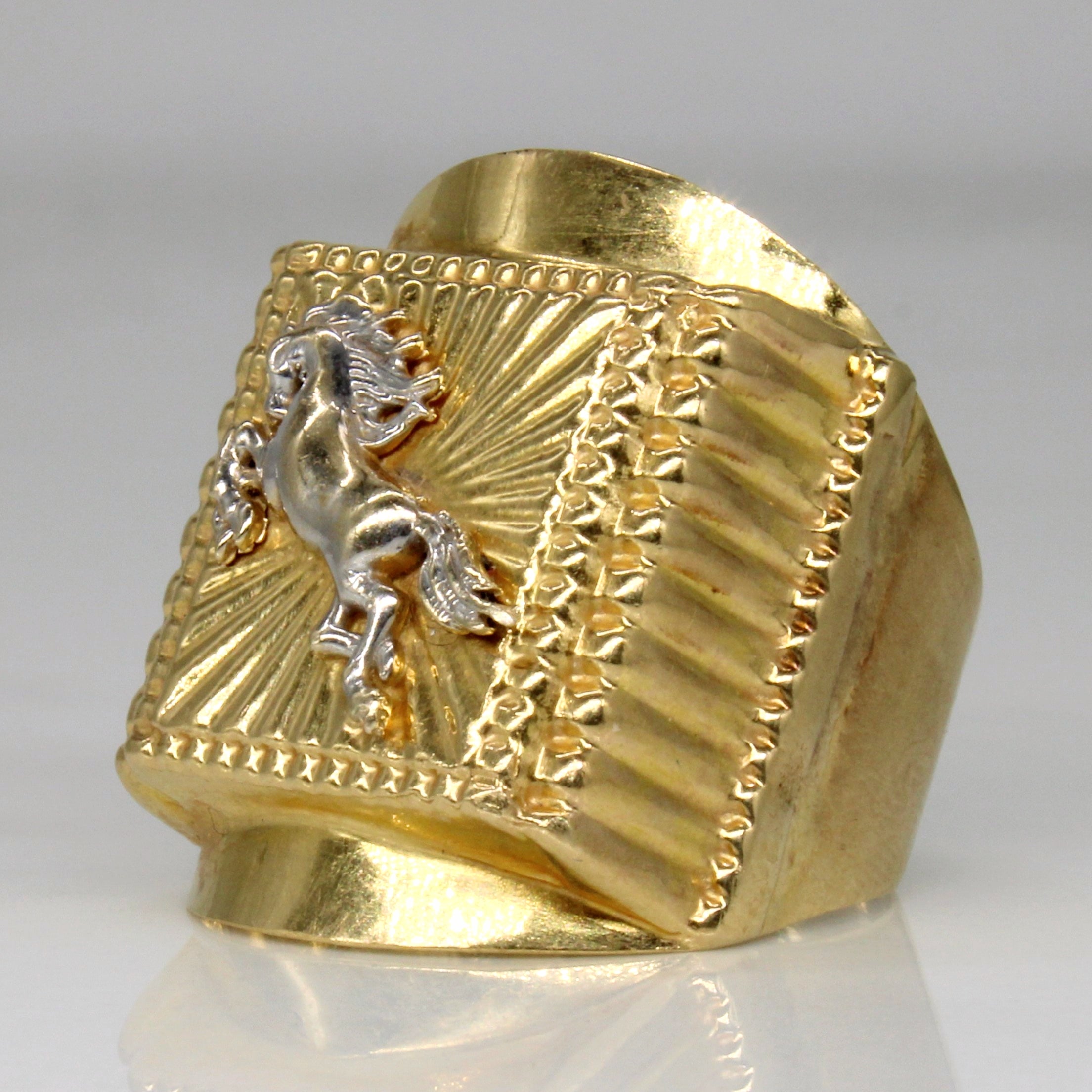 18k Two Tone Gold Horse Ring | SZ 9.75 |