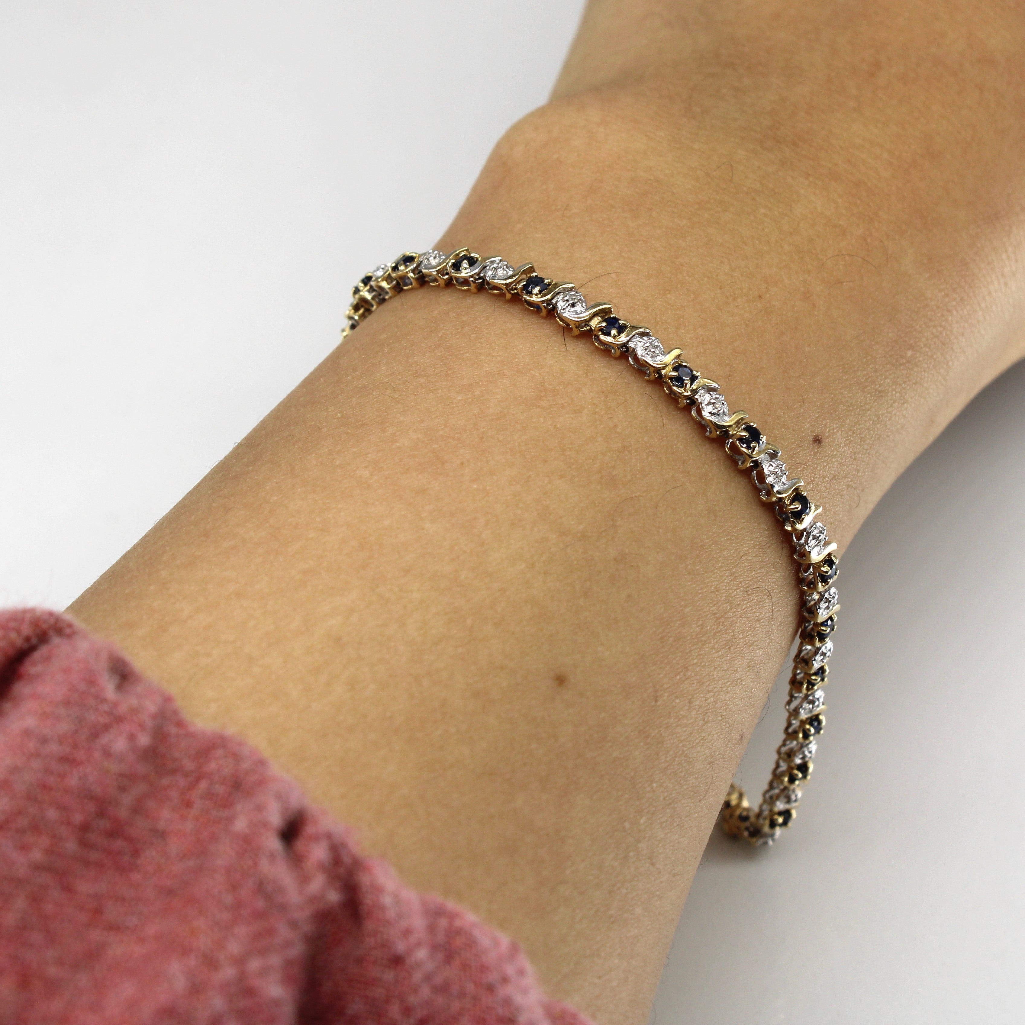 Sapphire & Diamond Chain Bracelet | 0.83ctw | 0.025ctw | 7.5"|
