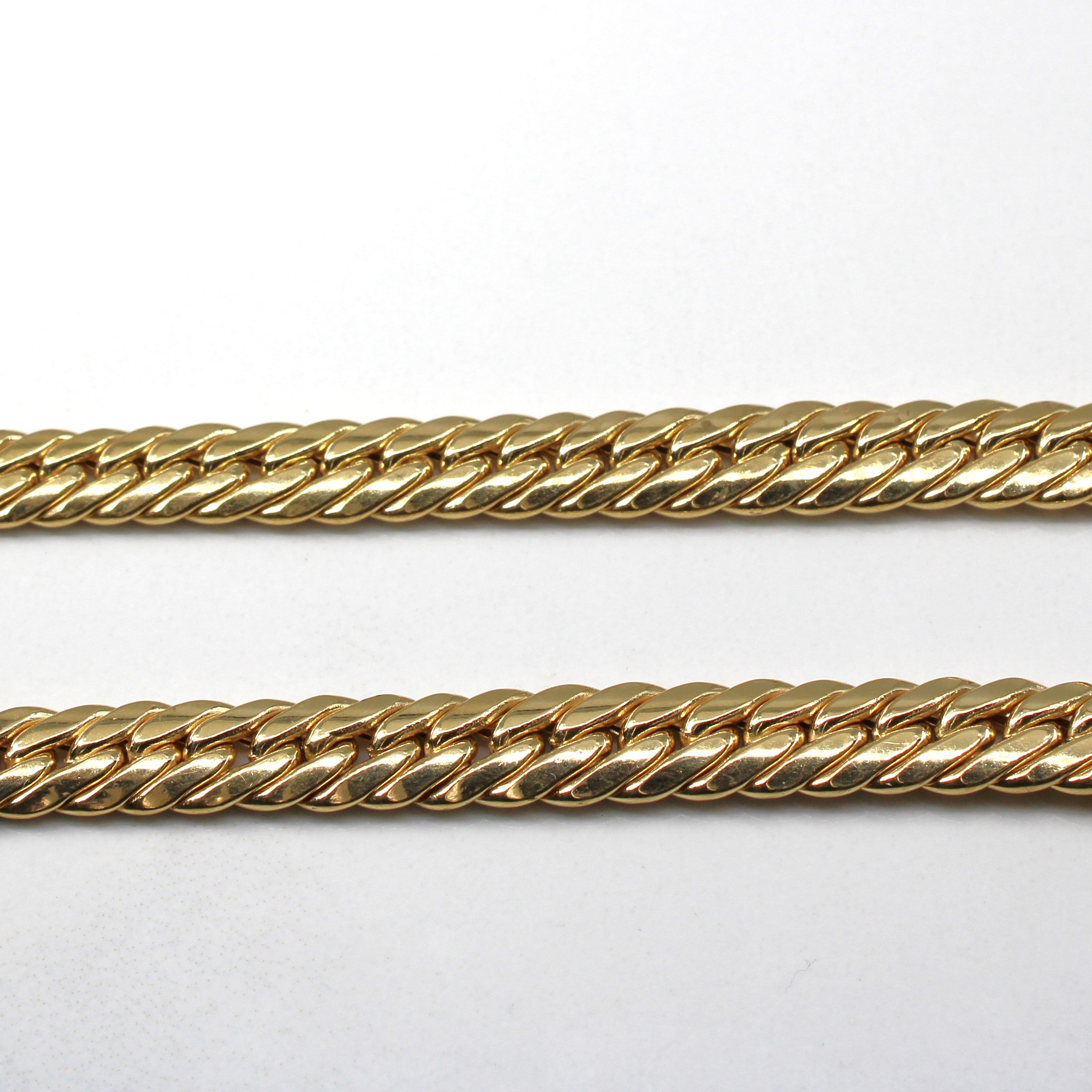 Vintage Italian Yellow Gold Herringbone Chain | 17"|