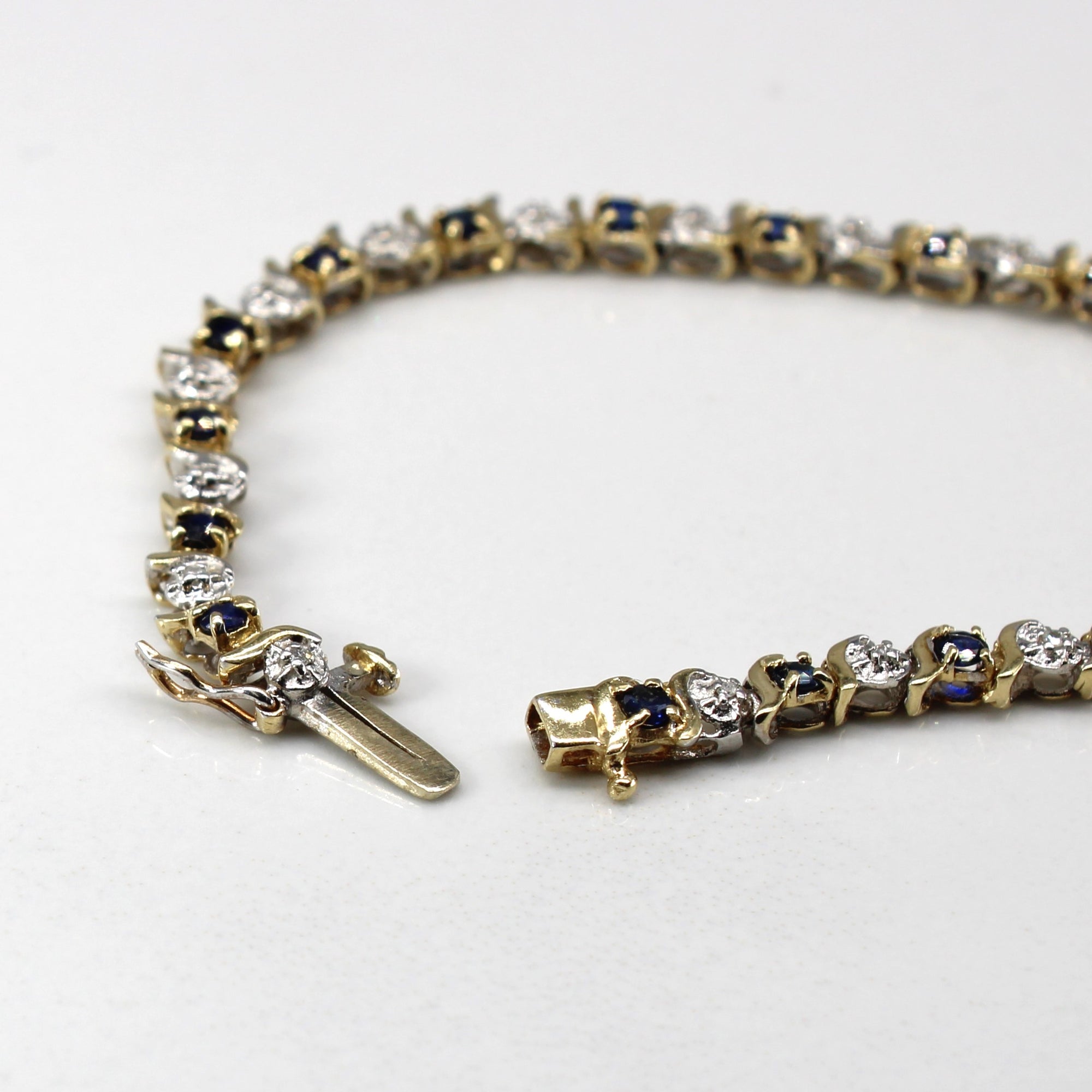 Sapphire & Diamond Chain Bracelet | 0.83ctw | 0.025ctw | 7.5