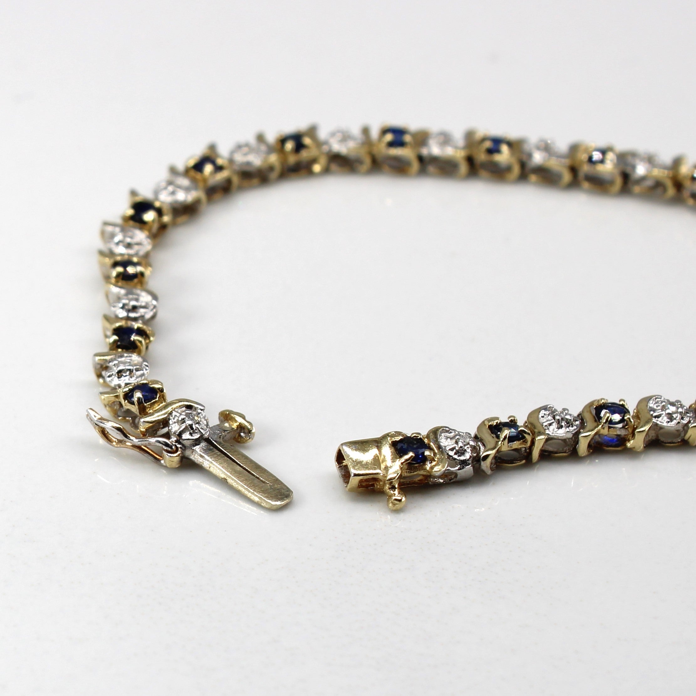 Sapphire & Diamond Chain Bracelet | 0.83ctw | 0.025ctw | 7.5"|
