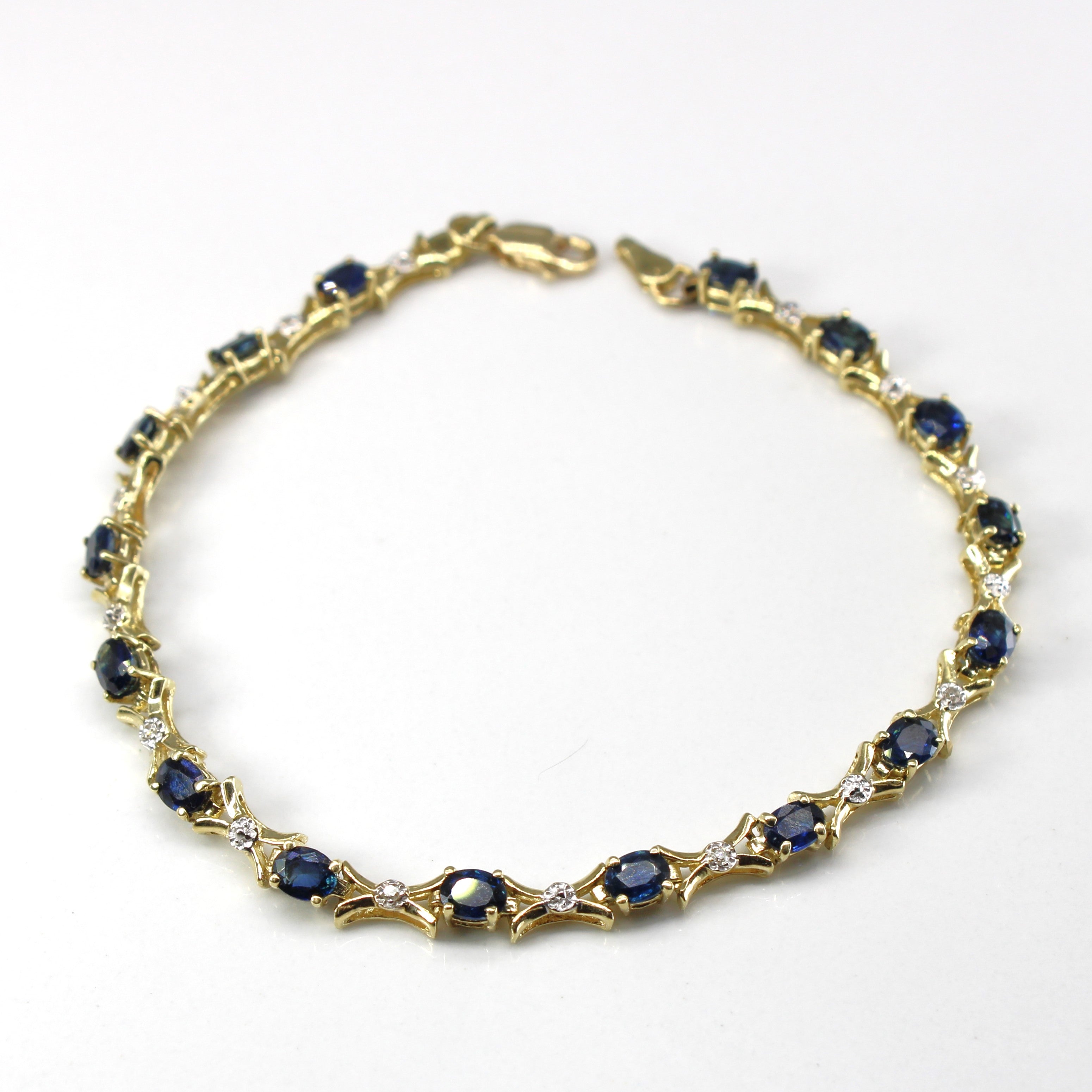 Sapphire & Diamond Chain Bracelet | 2.00ctw | 0.04ctw | 7"|