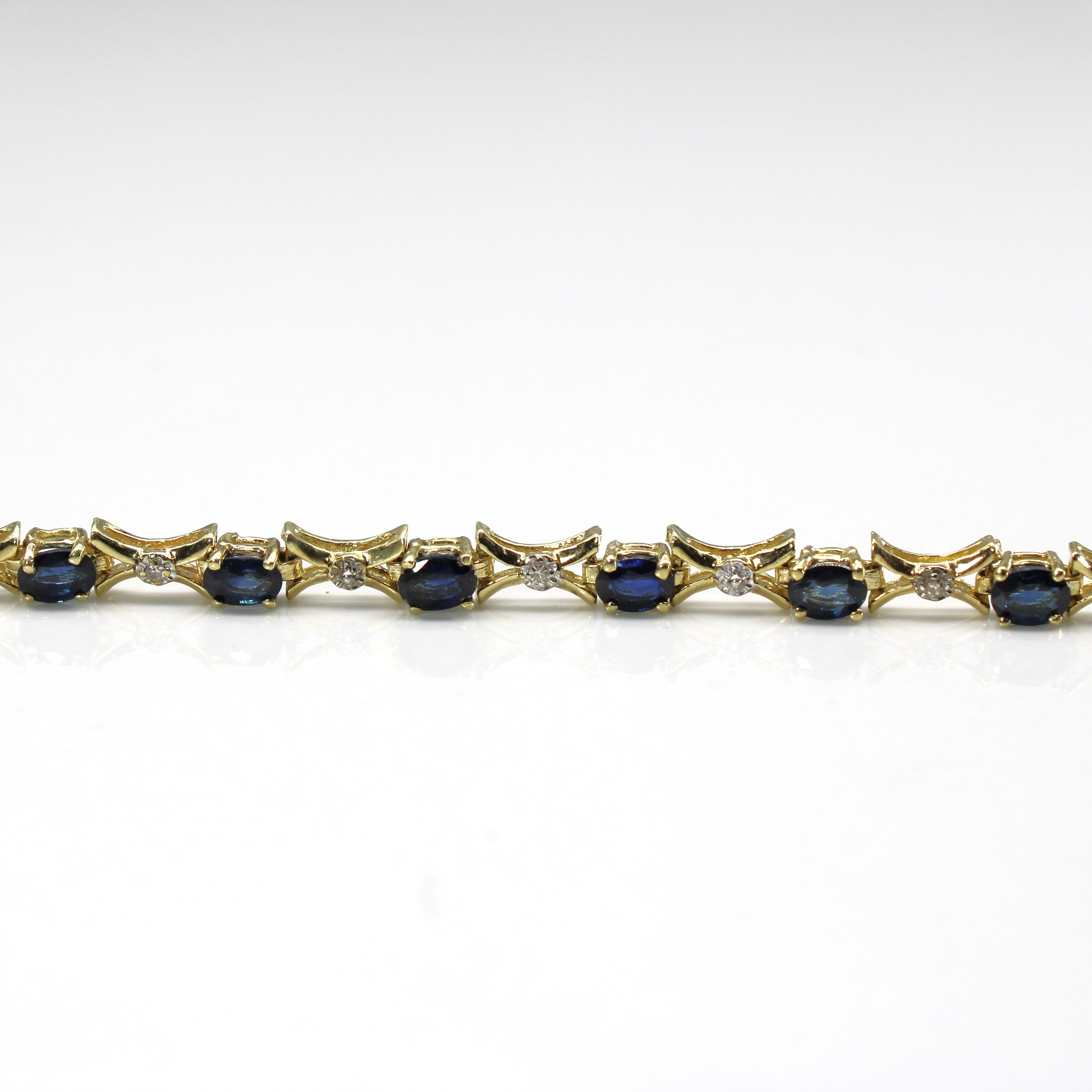 Sapphire & Diamond Chain Bracelet | 2.00ctw | 0.04ctw | 7"|