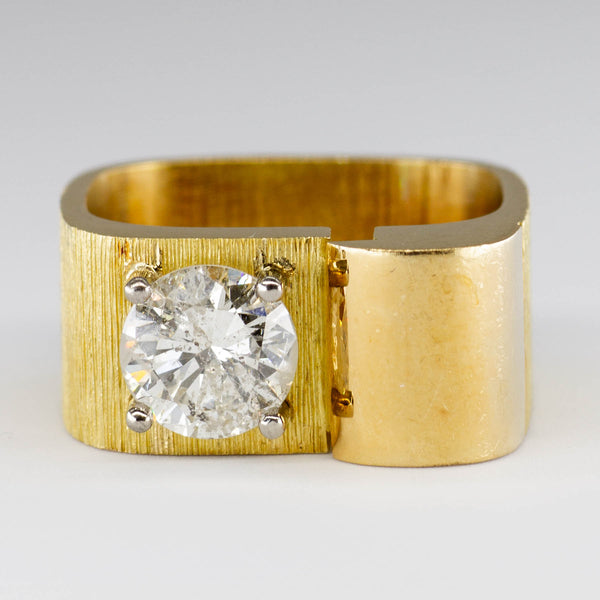 1970s Signed Pelegrin 18k Yellow Gold Abstract Solitaire Ring | 1.58ct | SZ 8.5
