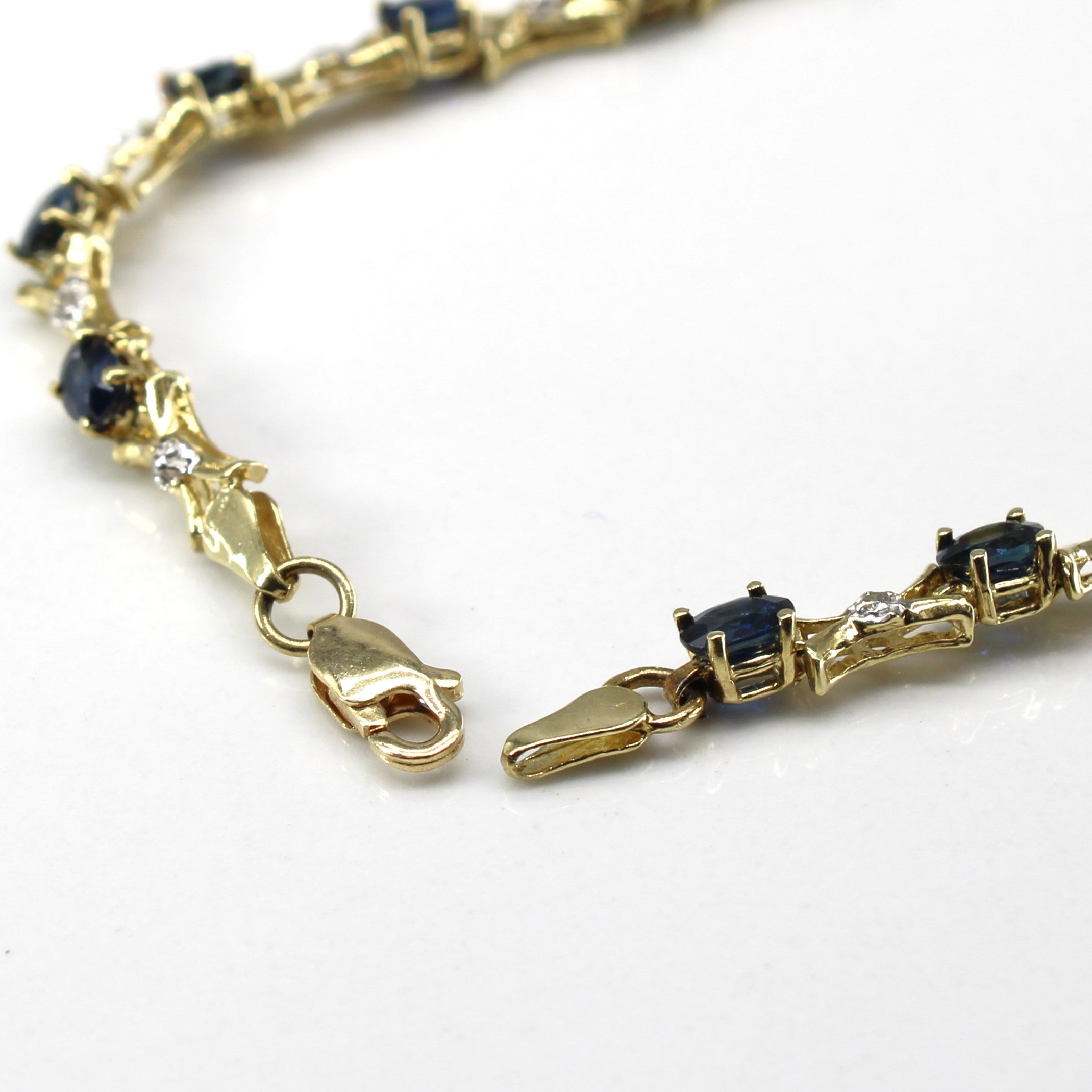Sapphire & Diamond Chain Bracelet | 2.00ctw | 0.04ctw | 7"|