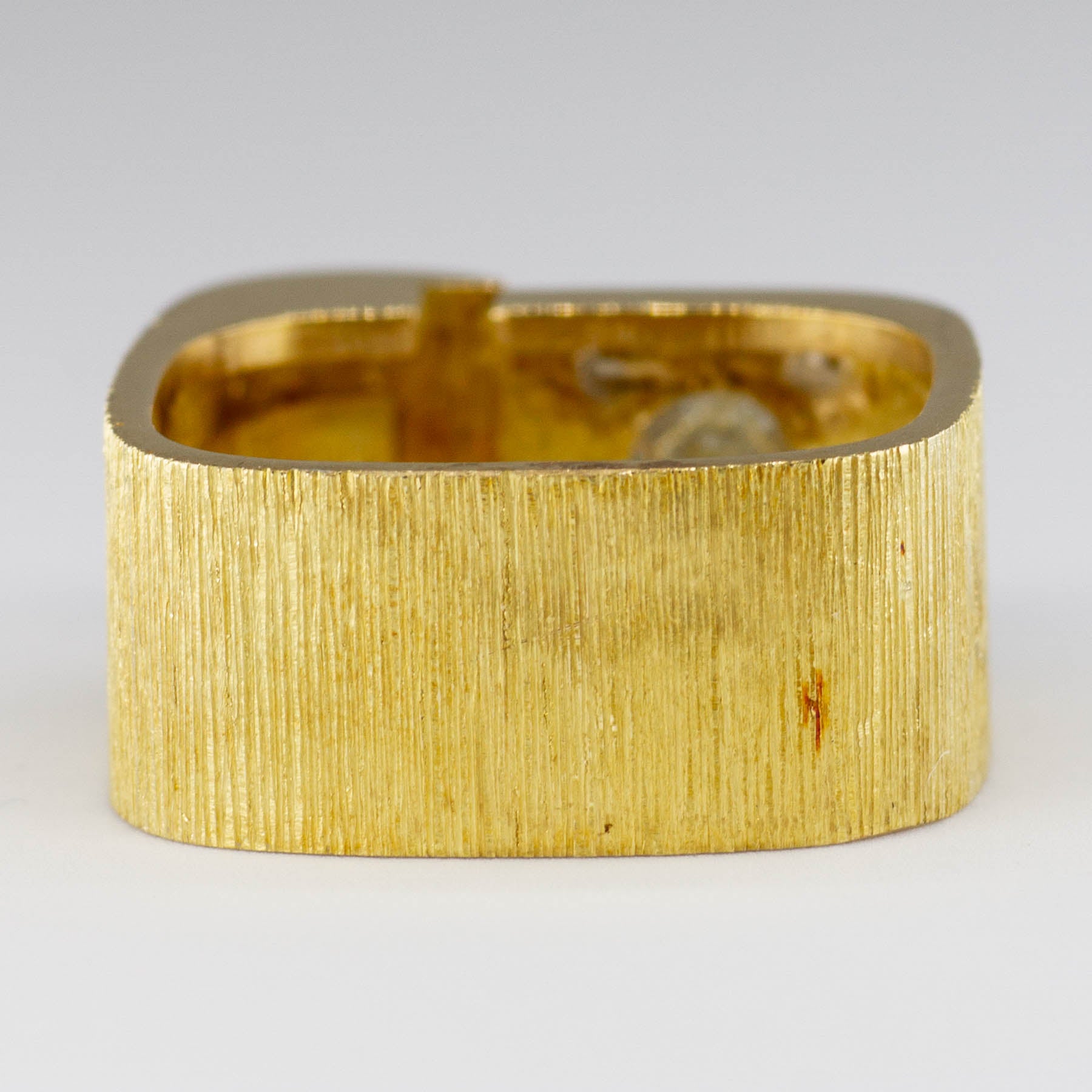 1970s Signed Pelegrin 18k Yellow Gold Abstract Solitaire Ring | 1.58ct I2-I3 I-J  | SZ 8.5