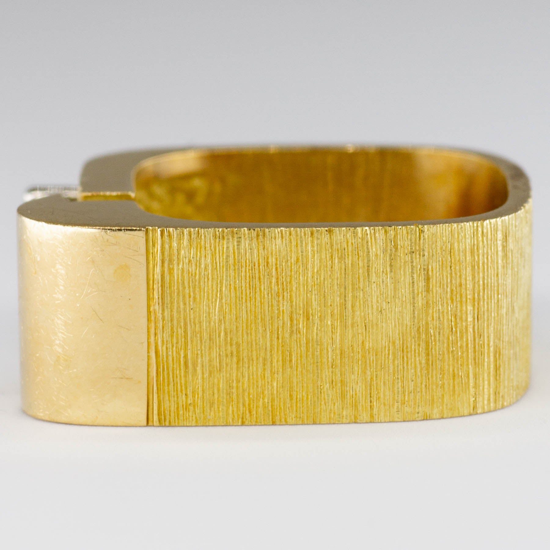 1970s Signed Pelegrin 18k Yellow Gold Abstract Solitaire Ring | 1.58ct I2-I3 I-J  | SZ 8.5