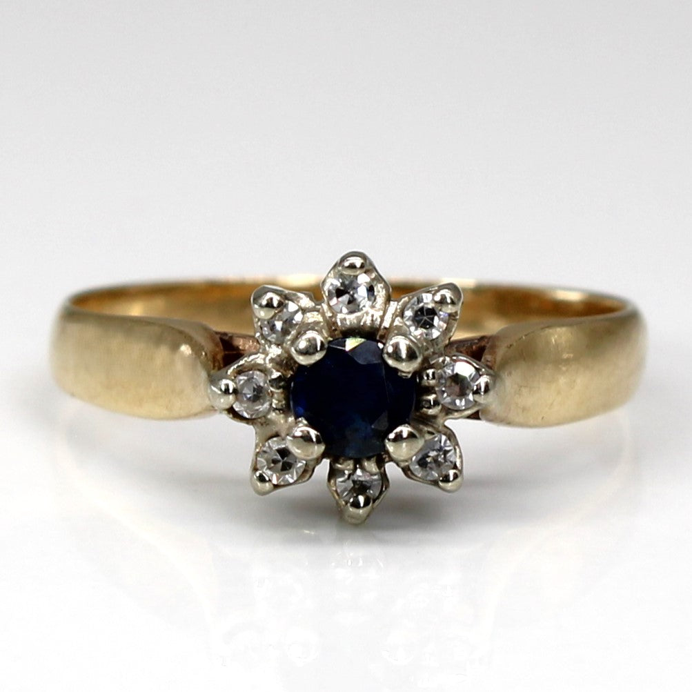 Bague cocktail saphir et diamants | 0,15 ct | 0,05 ct au total | Taille 6,5 | 