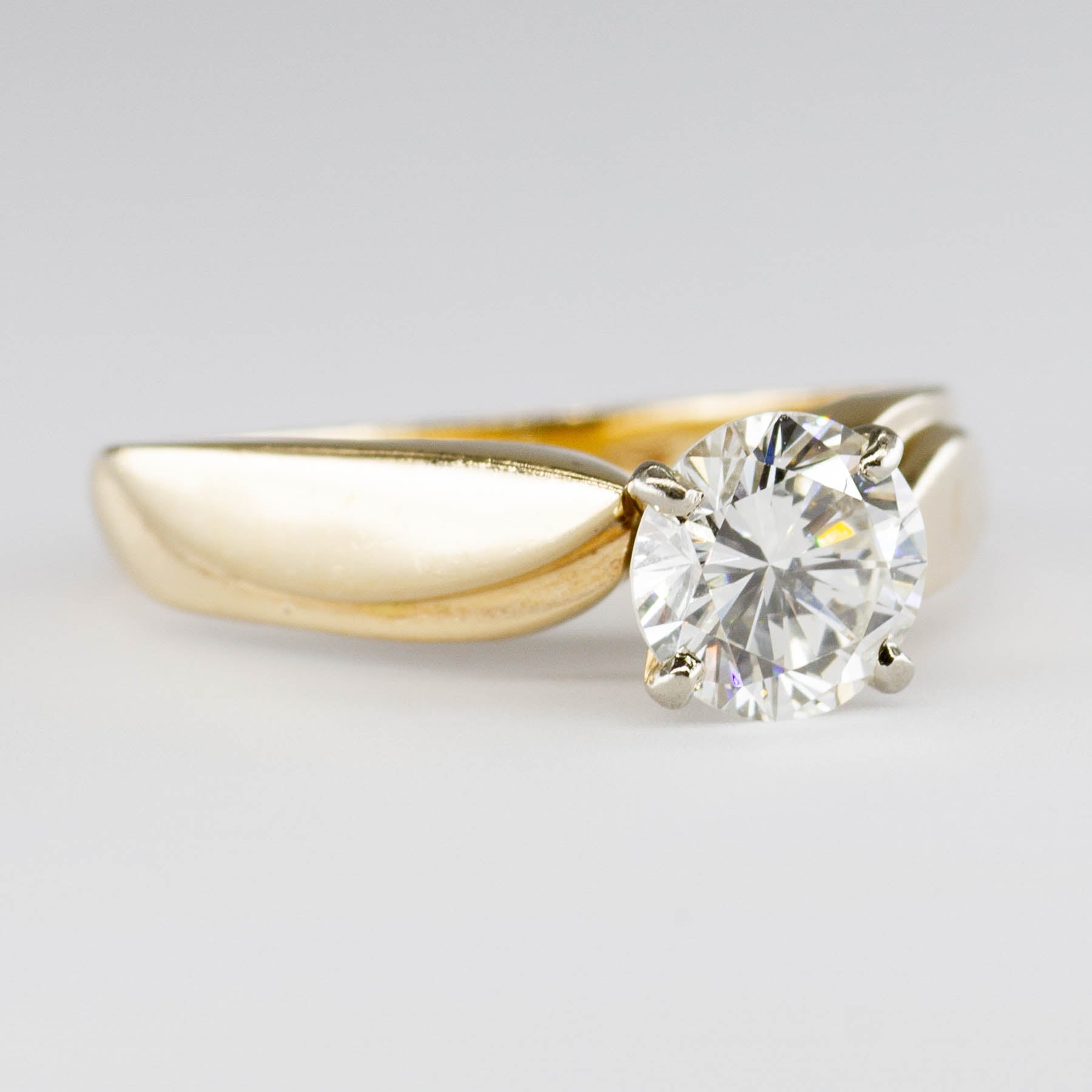 Solitaire en or 14 carats et diamant | 1,12 ct VS2-SI1 HI | Taille 7 