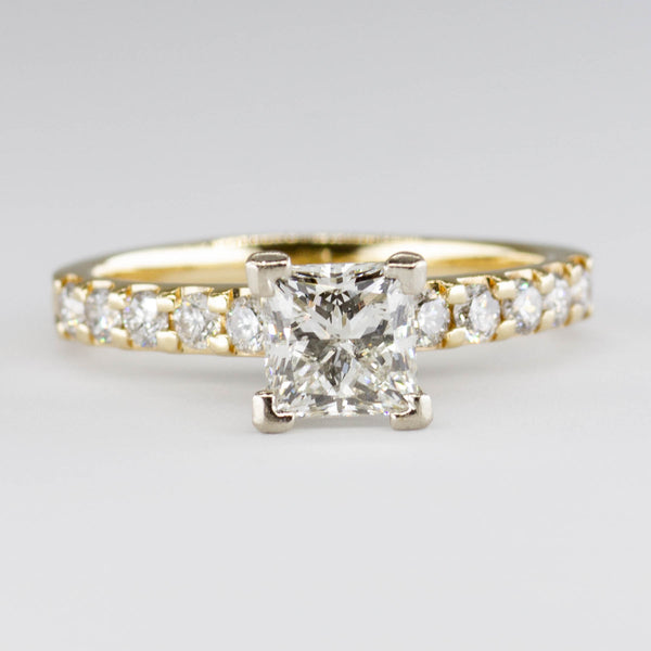 14k Solitaire Princess Cut Diamond Engagement Ring with Accents | 1.49ctw | SZ 5.75 |