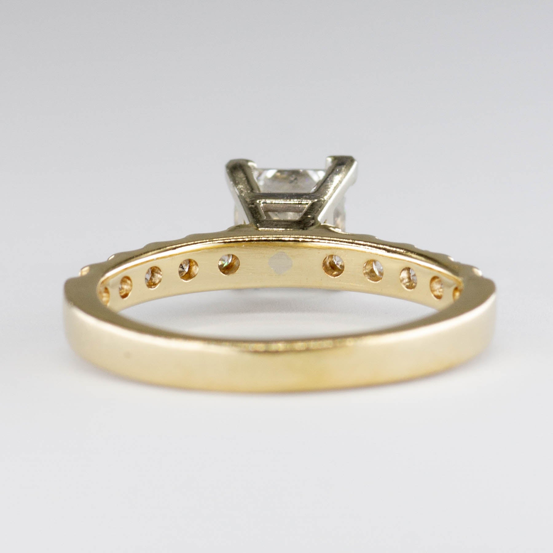Bague de fiançailles solitaire en or 14 carats avec diamant taille princesse et accents | 1,49 ct | Taille 5,75 | 